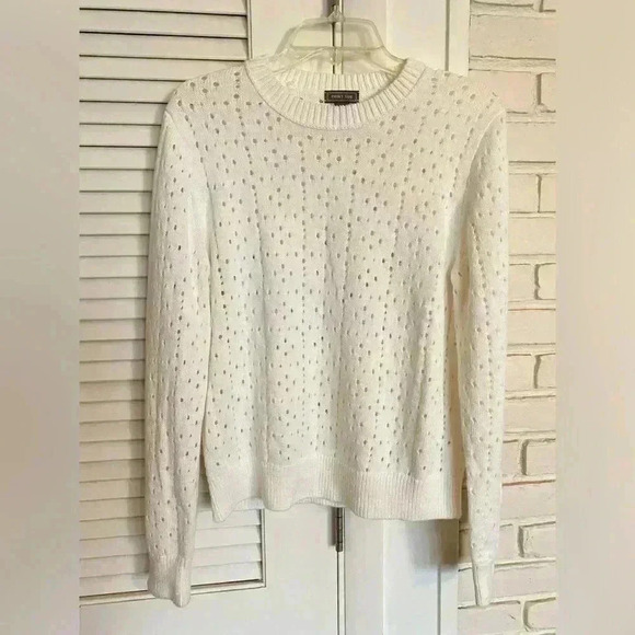 Point Sur Womens Cotton Knitted Long Sleeve Pullover Sweater Winter White Large - Picture 1 of 4
